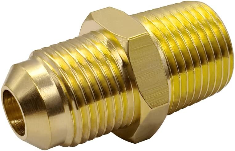 Hooshing 3/8" Flare to 3/8" NPT Male Brass Tube Fitting Half-Union Propane Gas Fitting Adapter, 2 Pack - Image 3
